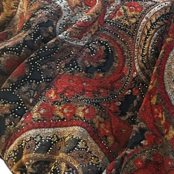 Vintage 90s Boho Glitter Velour Paisley Tapestry Slouch Bag Witchy Gypsy - Picture 8 of 8